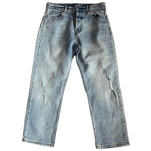 GAP Cone Denim High Rise Straight Crop Jeans Medium Indigo Wash Button Fly Sz 29